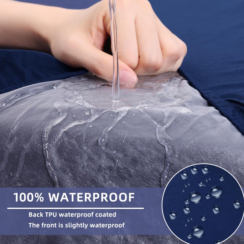 hyha Waterproof Couch Cushion Covers  Stretch Sofa Couch Seat Slipcover for Dog Washable  Non-Slip Waterproof Outdoor Cushion Covers for Patio Furniture Replacement (3 Pieces  Navy) - Image 3